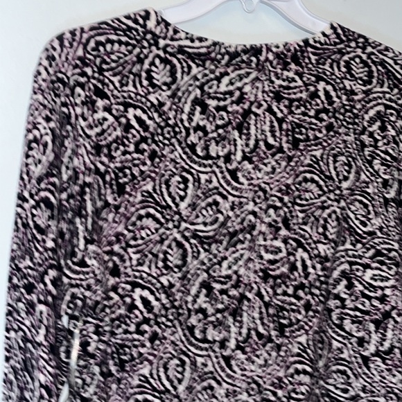 NWT Madison Lightweight Cardigan Sweater Plum White Floral Leaf Boho Print Sz XL - Picture 9 of 11